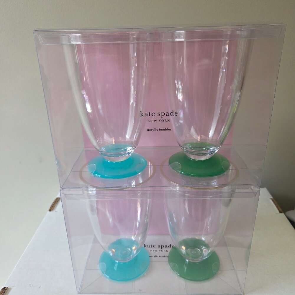 kate spade new york Salut! acrylic glasses 16 oz NIB 2 sets --4 glasses total